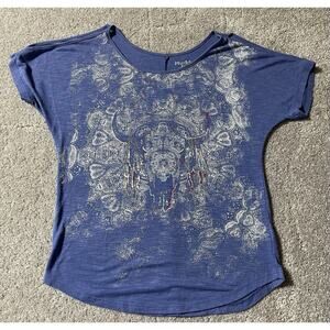 Mudd 90s Y2K Tank Top XS Cowgirl Aztec Western Graphic Cold Shoulder Dark Fairy